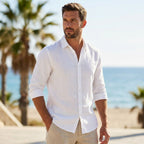 Alentejo — Men's Breathable Linen Shirt – detail