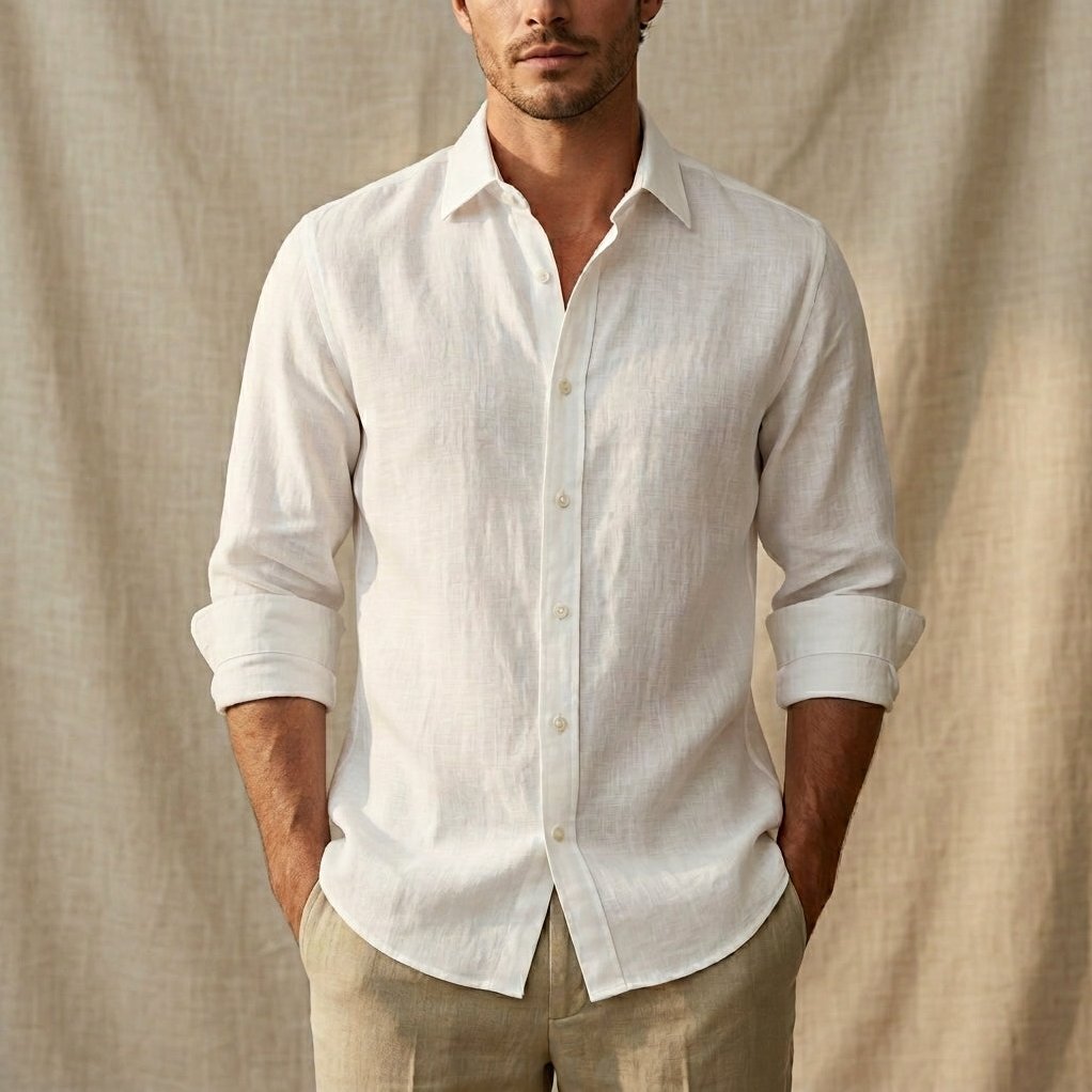 Alentejo — Men's Breathable Linen Shirt – full view