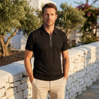 Amalfi — Men's Breathable Comfort Polo – close-up