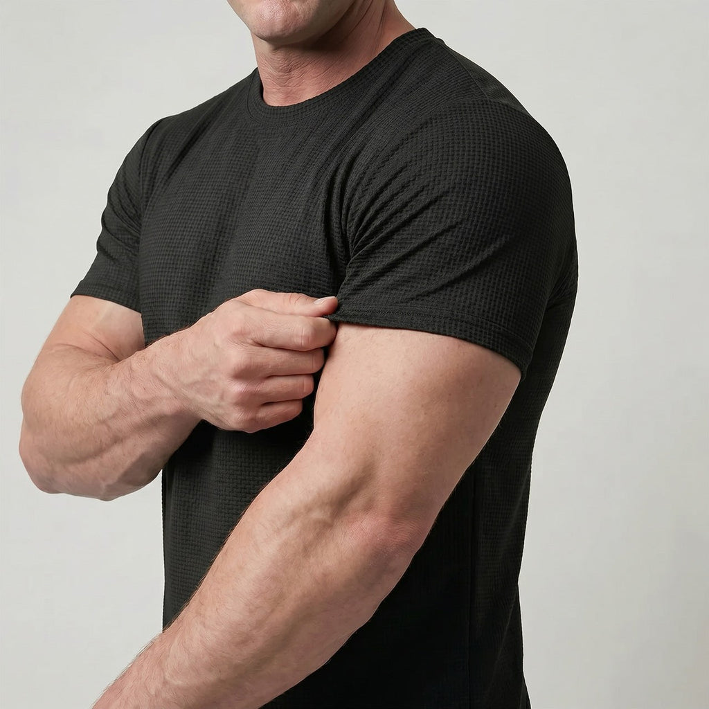 Arden — Men's Ultra-Soft Crew Neck Tee – close-up