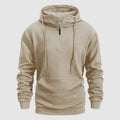Arosa Textured Quarter-Zip Hoodie in Oatmeal Beige