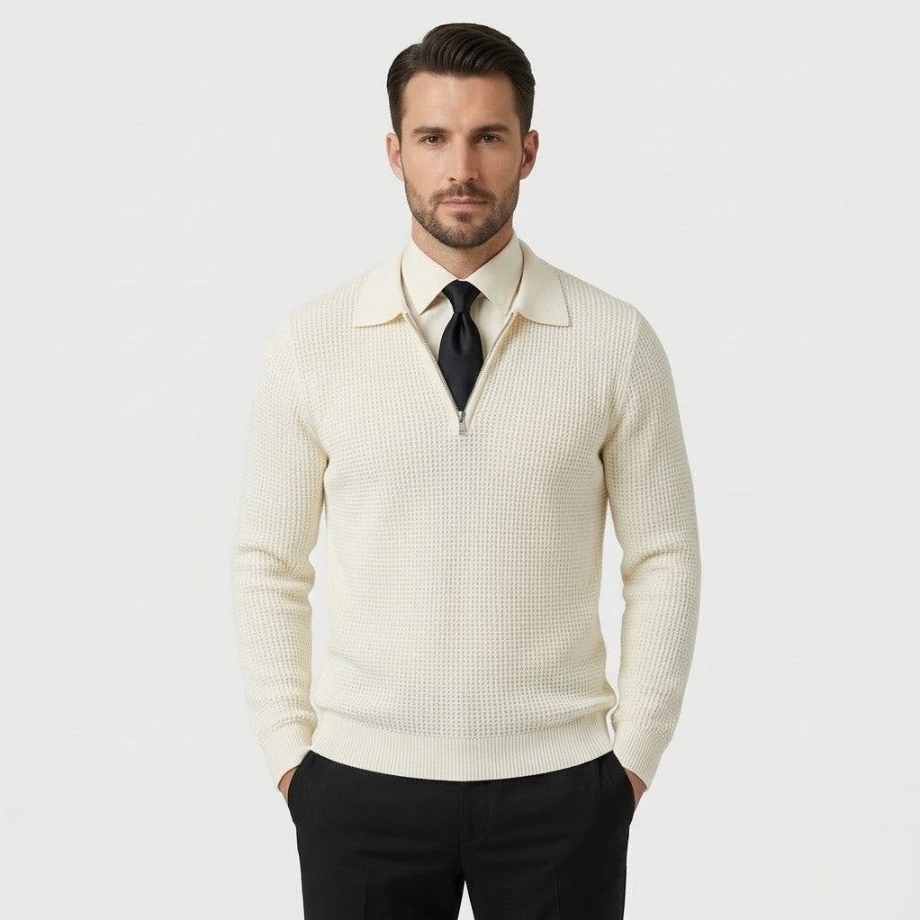 Ashford — Men's Waffle-Knit Polo Quarter-Zip
