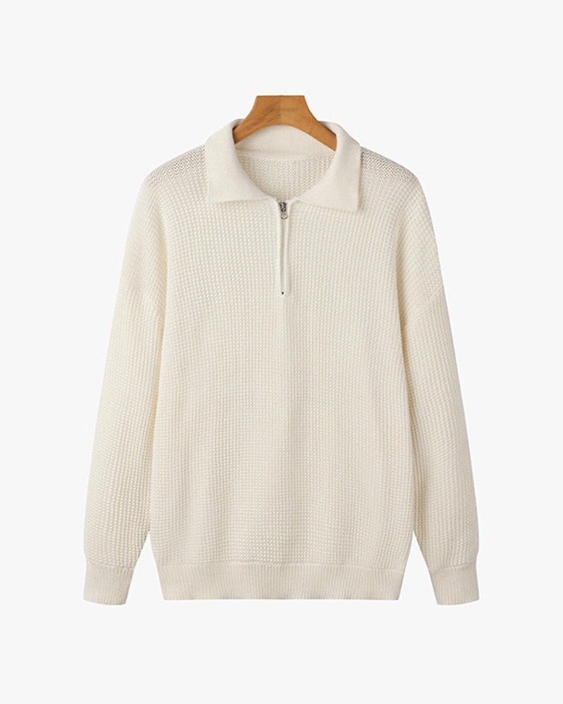 Ashford — Men's Waffle-Knit Polo Quarter-Zip
