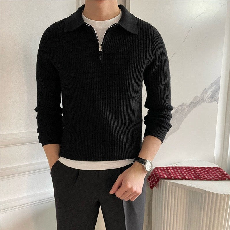 Ashford — Men's Waffle-Knit Polo Quarter-Zip
