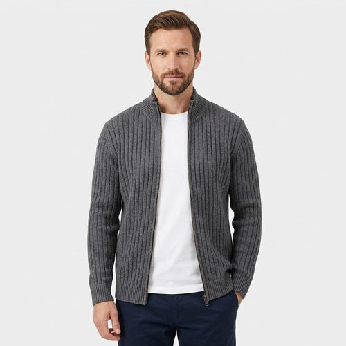 Banff — Men's Ribbed Full-Zip Cardigan