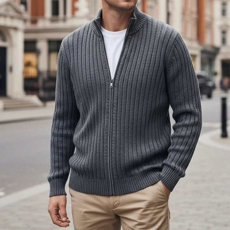 Banff — Men's Ribbed Full-Zip Cardigan