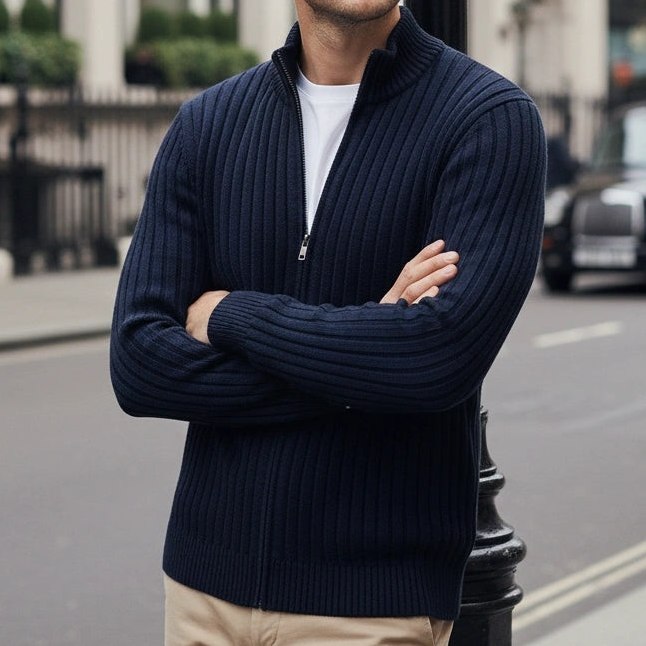 Banff — Men's Ribbed Full-Zip Cardigan