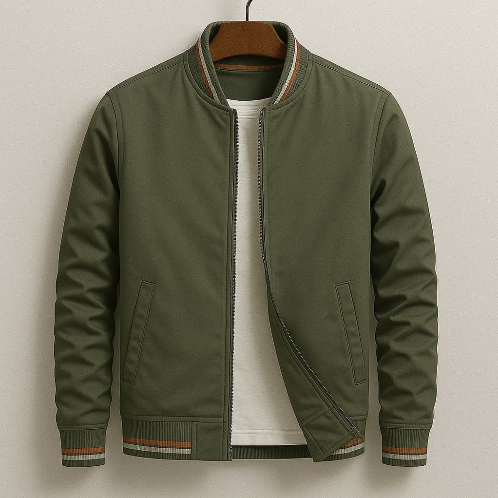 Bergen — Men's Striped-Rib Bomber Jacket
