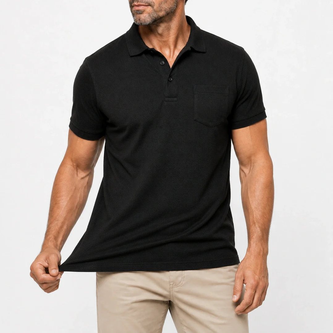 Capri — Men's All-Day Comfort Pocket Polo – fabric detail