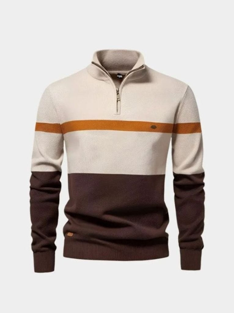 Carver — Men's Striped Quarter-Zip Sweater