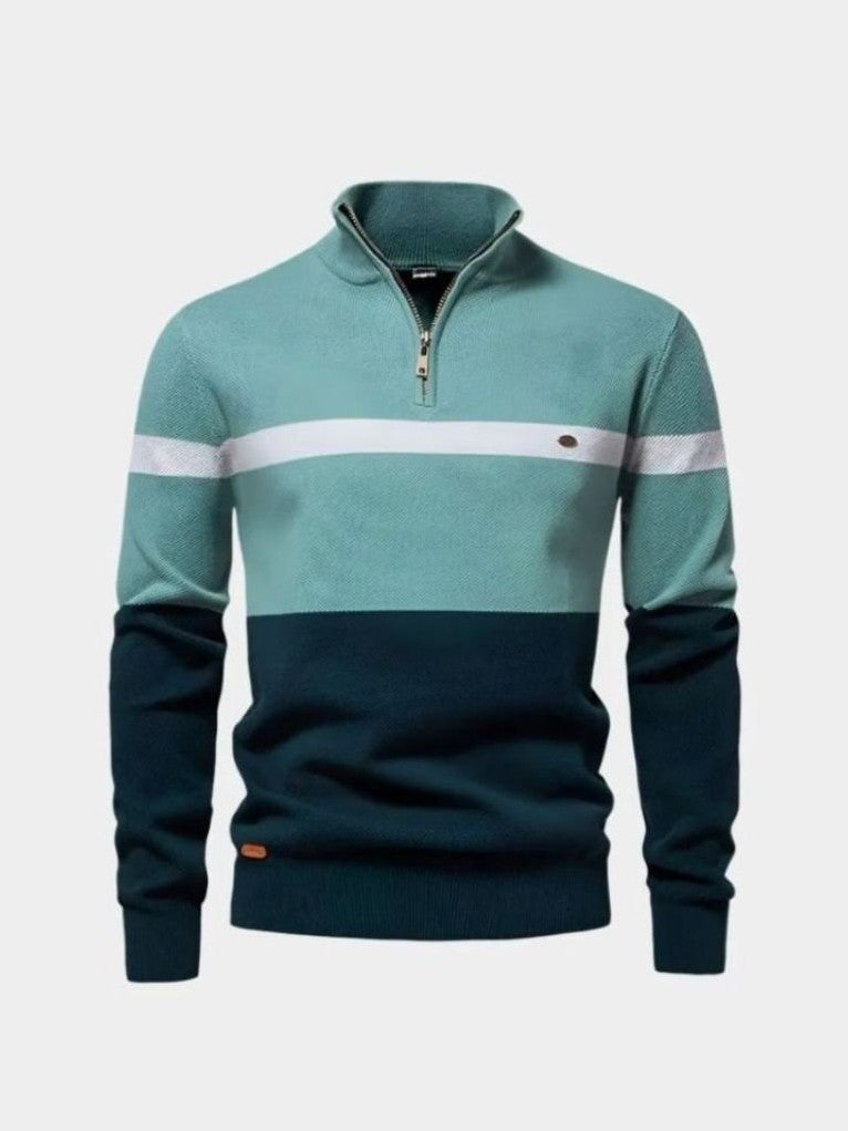 Carver — Men's Striped Quarter-Zip Sweater