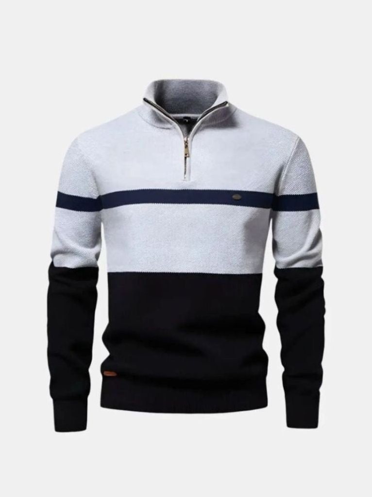 Carver — Men's Striped Quarter-Zip Sweater
