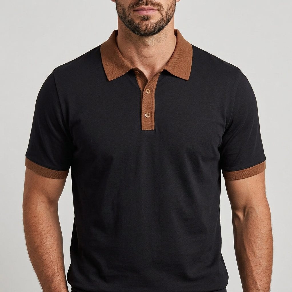 Como — Men's Contrast Collar Polo – detail