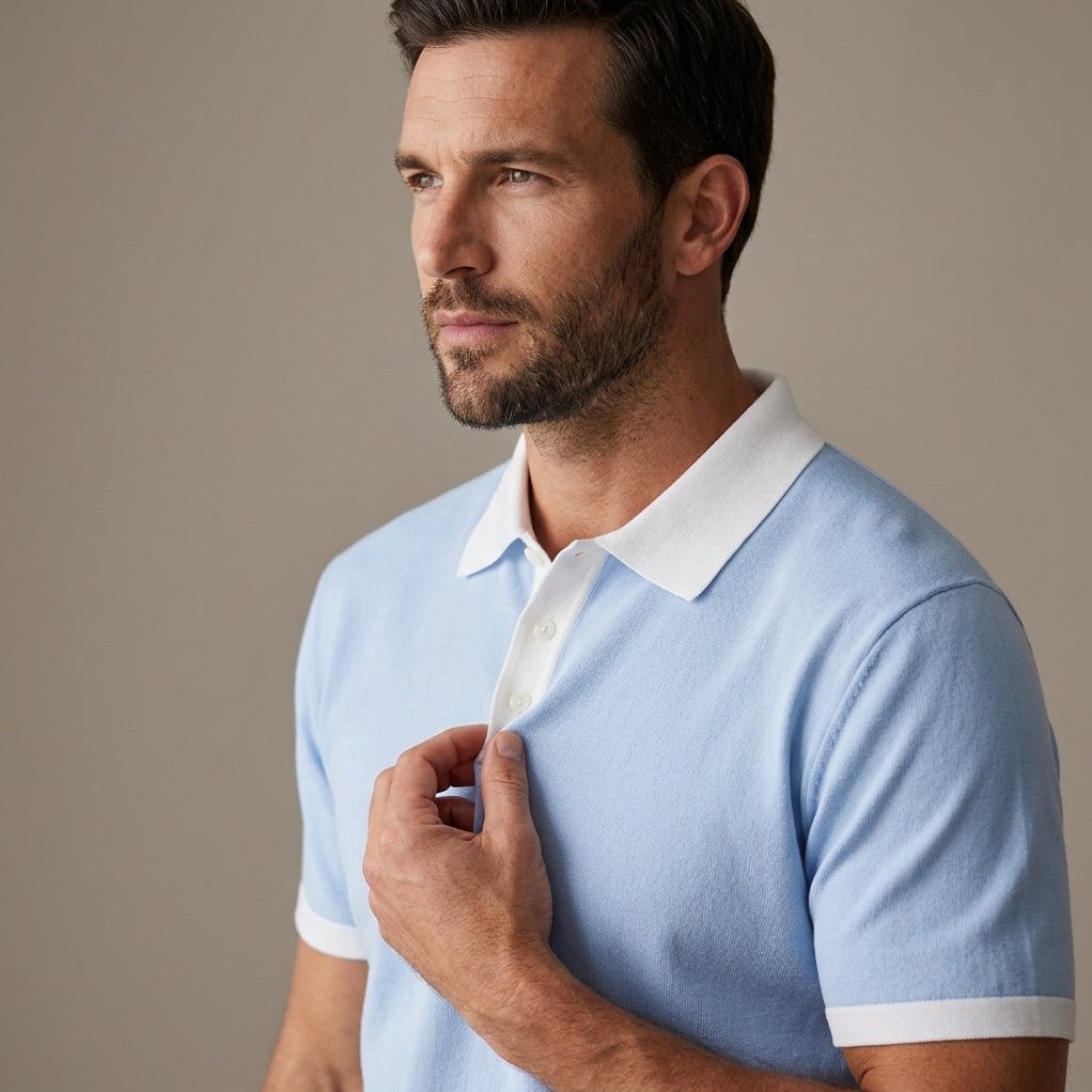 Como — Men's Contrast Collar Polo – styled look