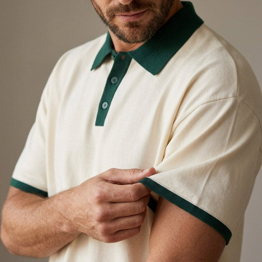 Como — Men's Contrast Collar Polo – close-up