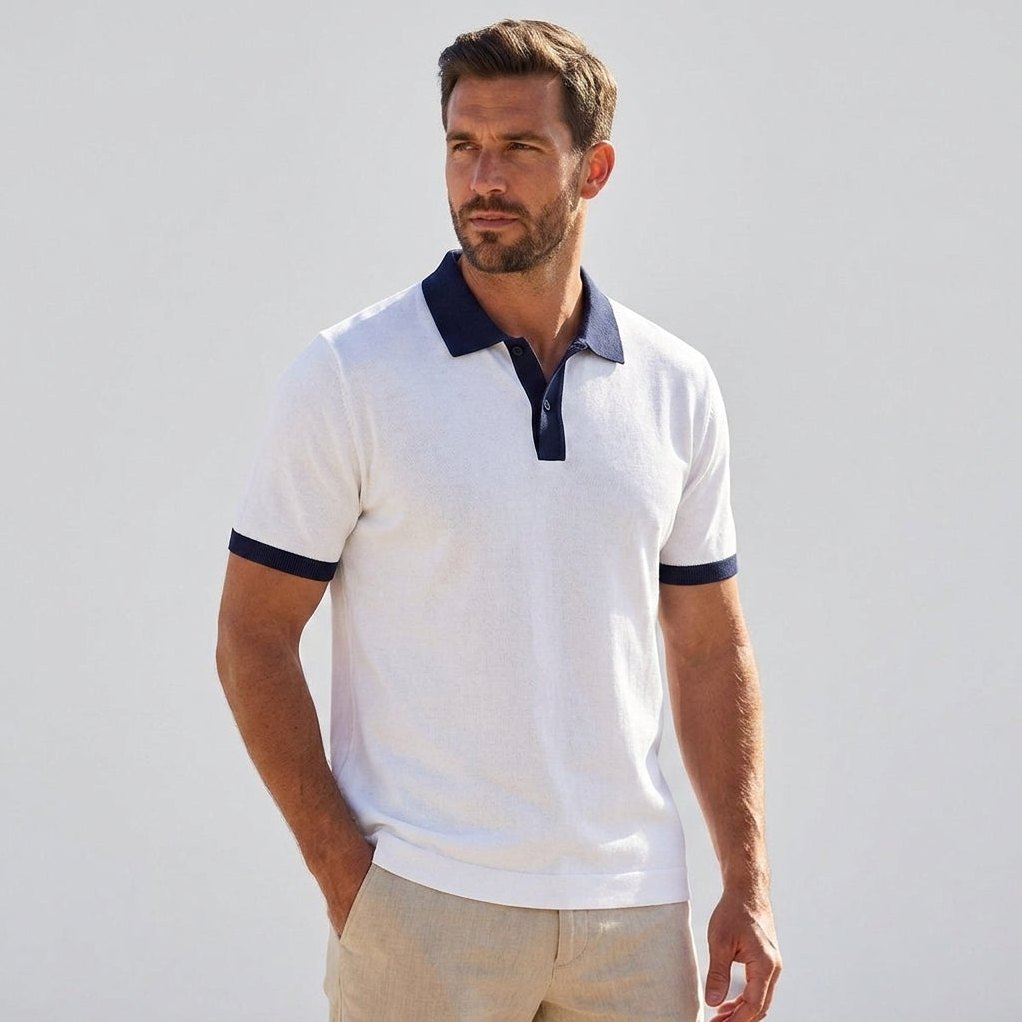 Como — Men's Contrast Collar Polo – full view
