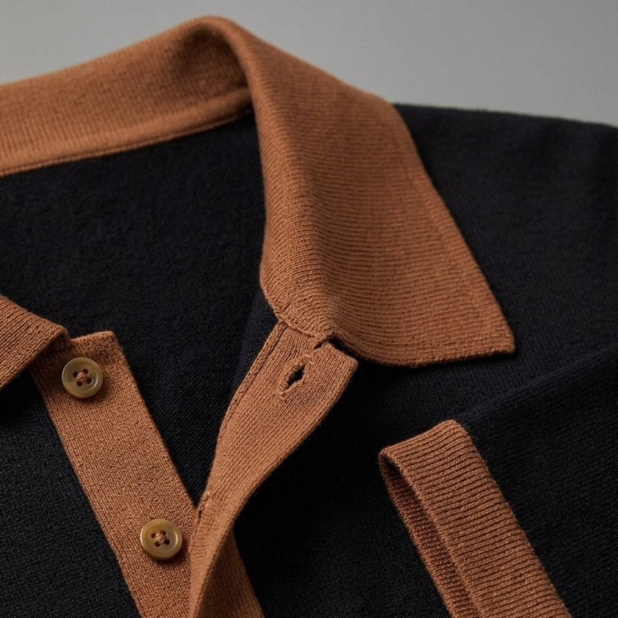 Como — Men's Contrast Collar Polo – detail