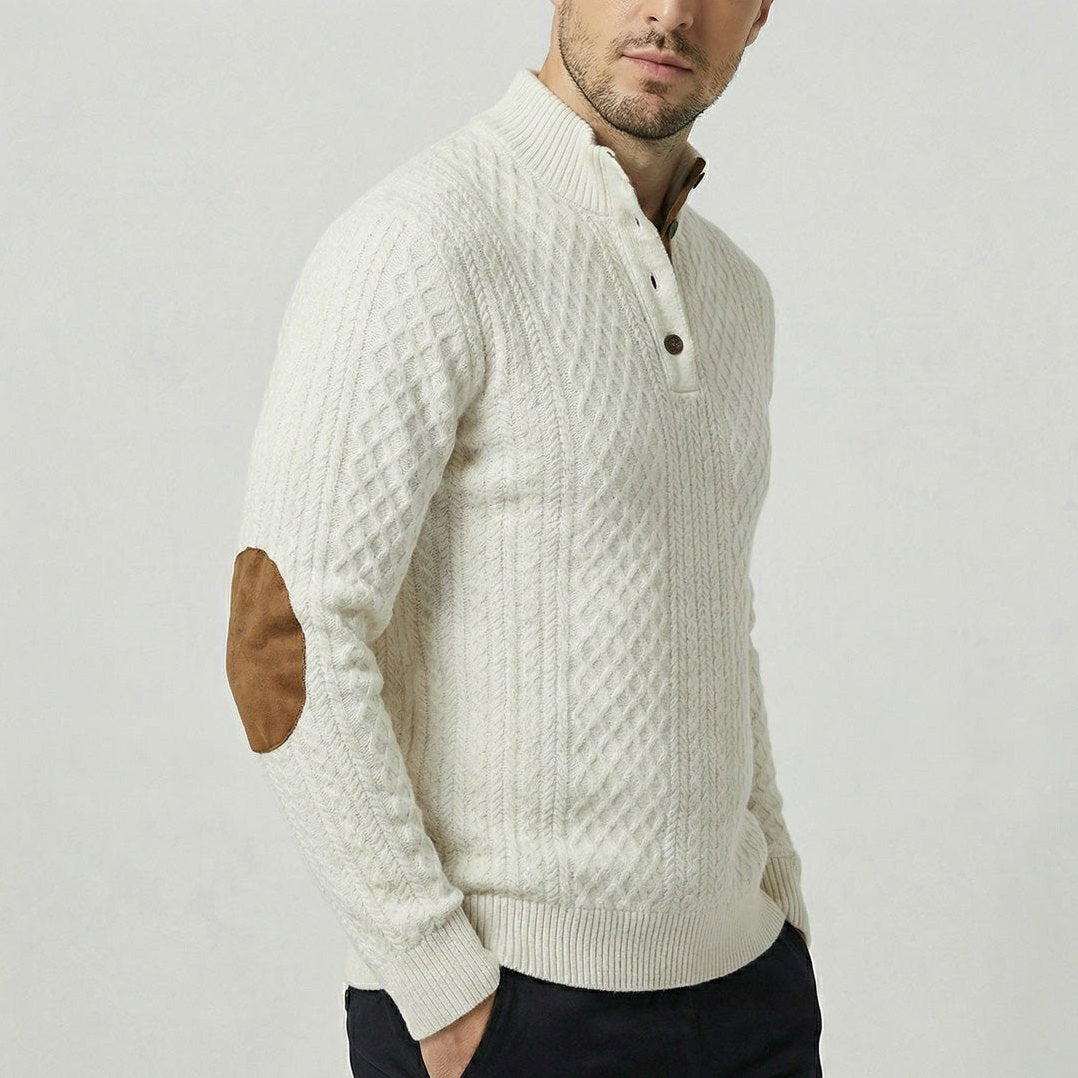 Crown — Men's High-Collar Pullover – close-up