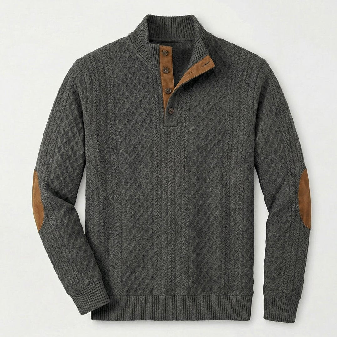 Crown — Men's High-Collar Pullover – fabric detail