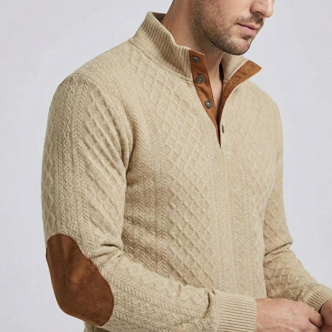 Crown — Men's High-Collar Pullover – full view