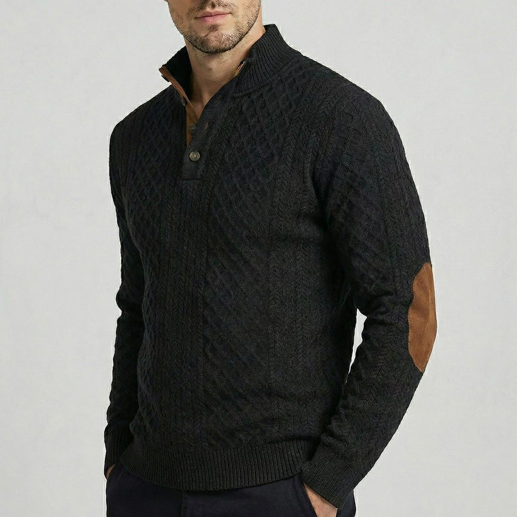 Crown — Men's High-Collar Pullover – fabric detail