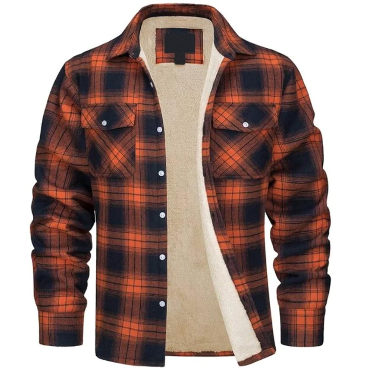 Derrick Sherpa-Lined Plaid Shirt Jacket in Orange