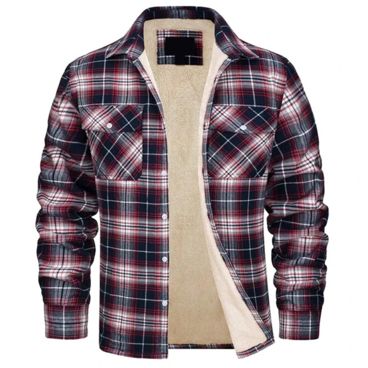 Derrick Sherpa-Lined Plaid Shirt Jacket in Red