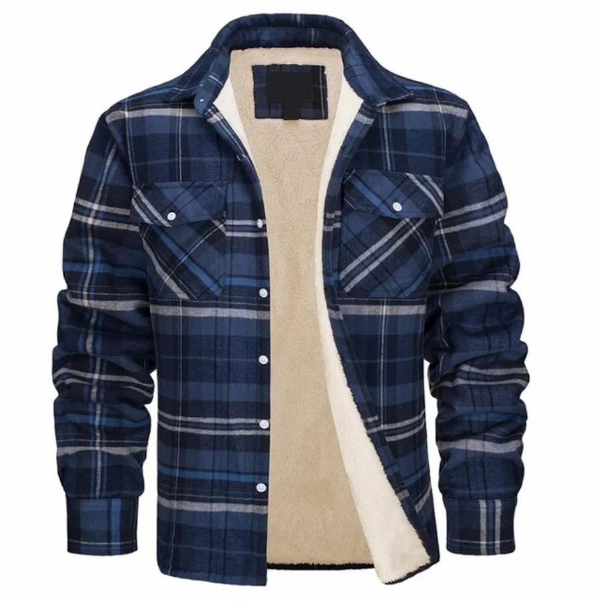 Derrick Sherpa-Lined Plaid Shirt Jacket in Blue Gray