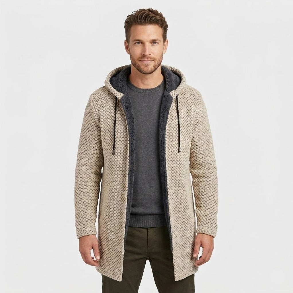 Dover — Men's Plush-Lined Hooded Knit Coat