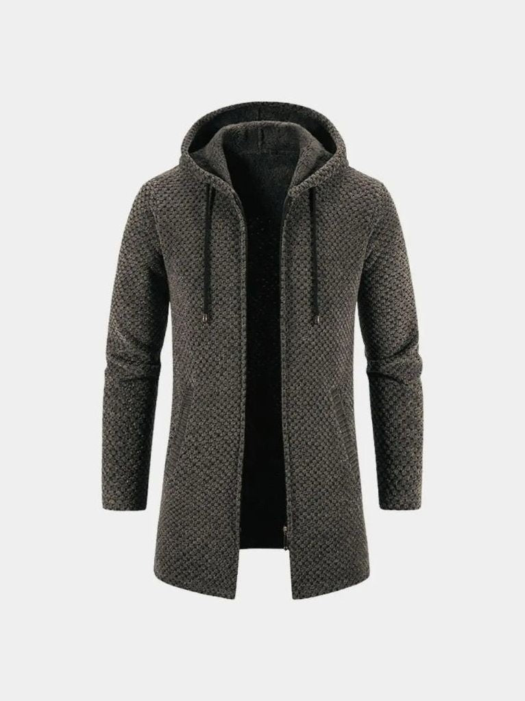 Dover — Men's Plush-Lined Hooded Knit Coat