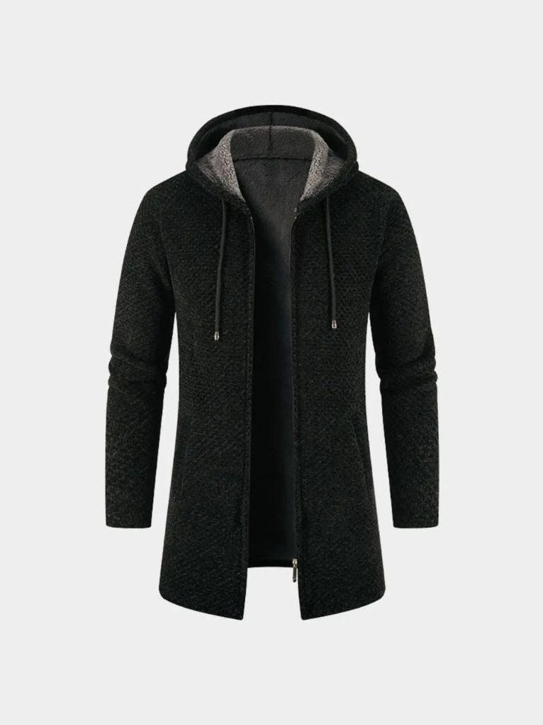 Dover — Men's Plush-Lined Hooded Knit Coat