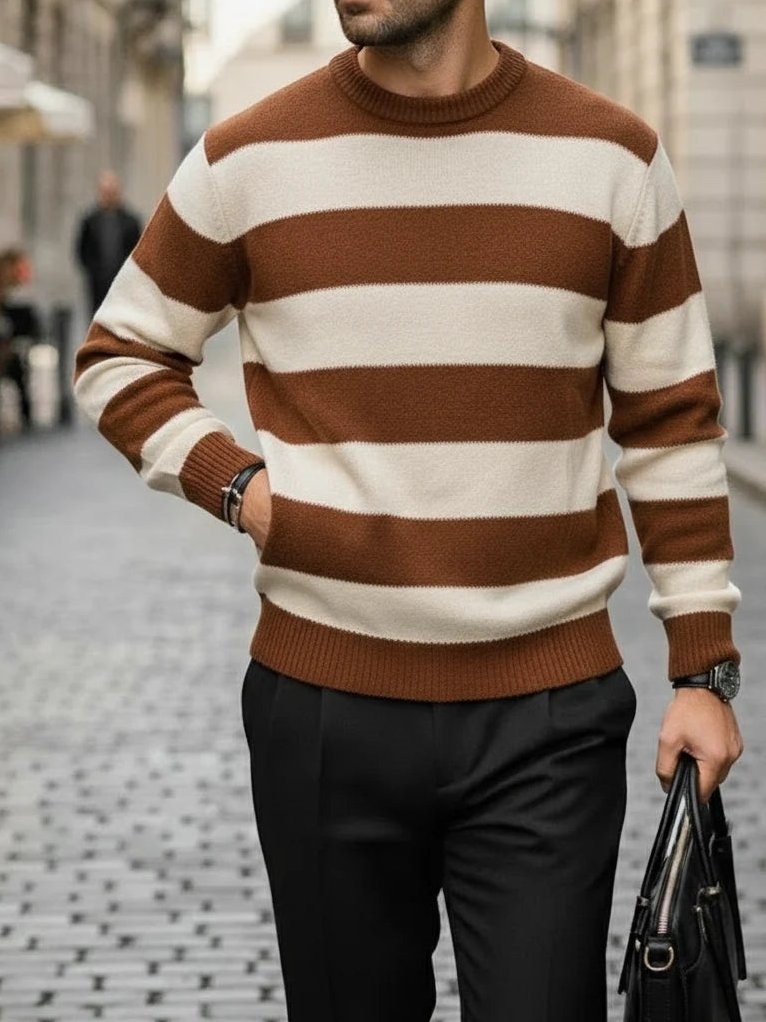 Hale — Men's Striped Textured Knit Sweater