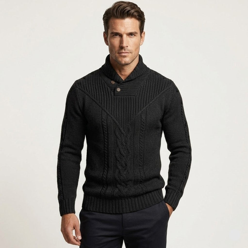 Keswick — Men's Cable-Knit Button Collar Pullover