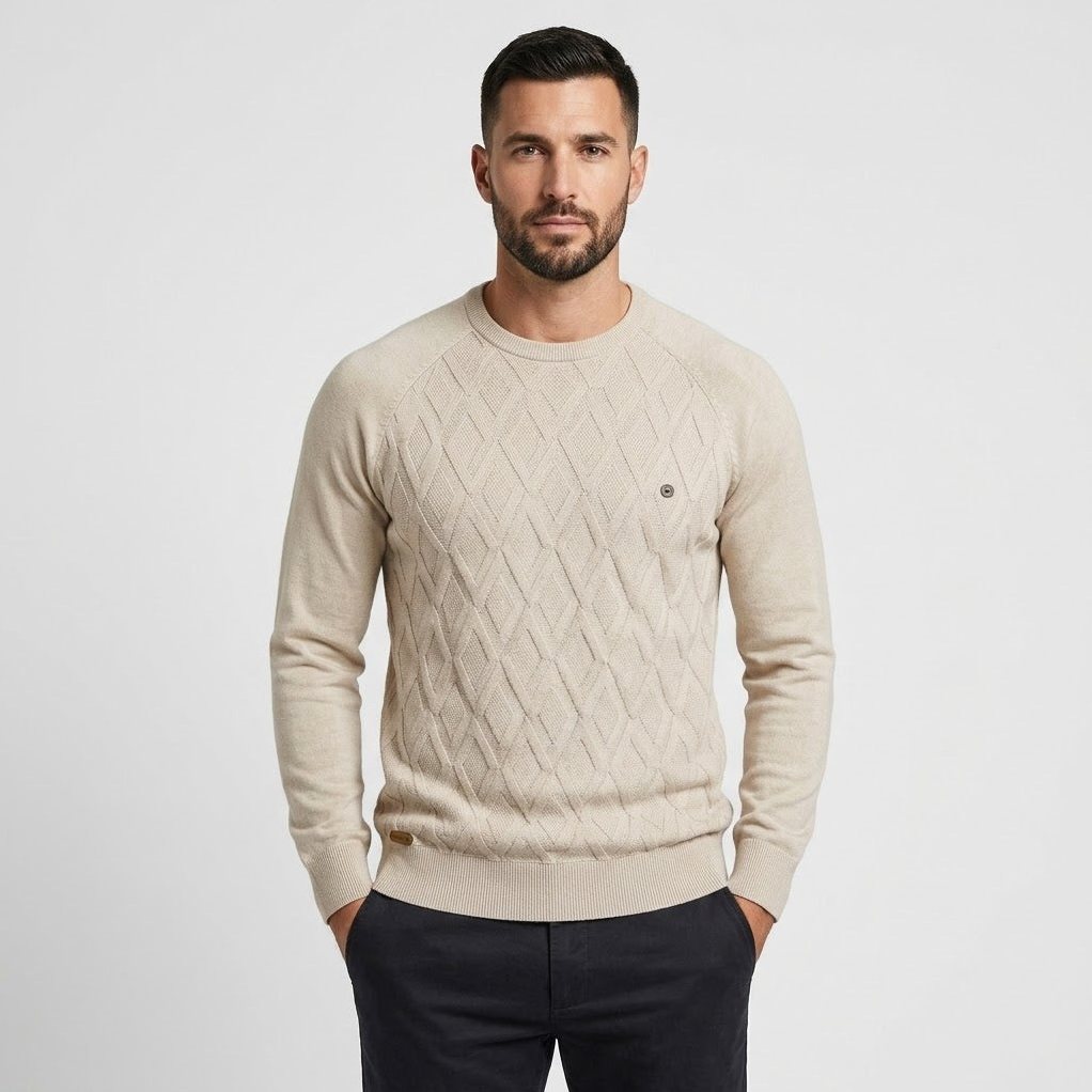 Kingsley — Men's Diamond-Knit Crew Pullover