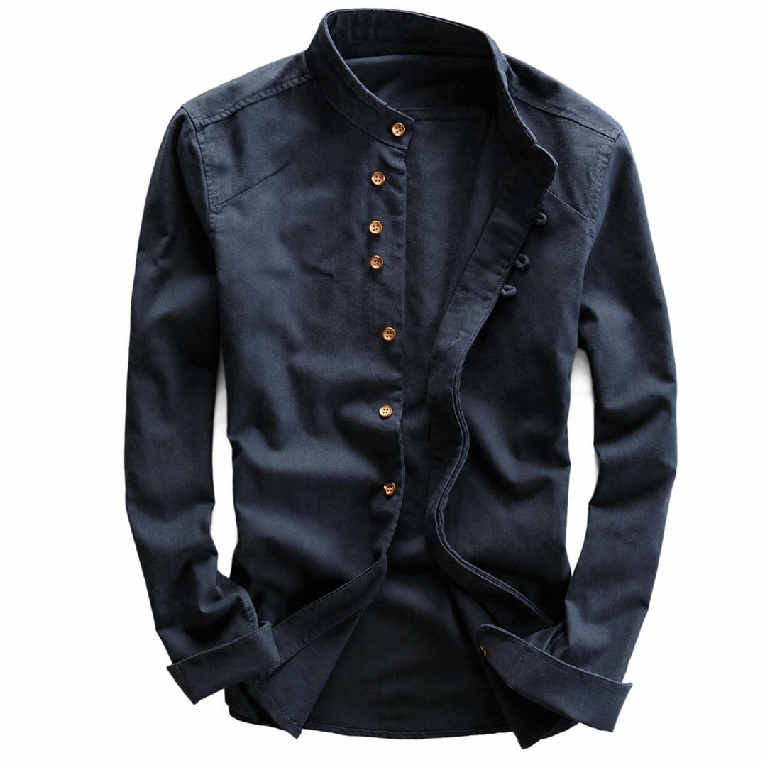 Kyoto — Men's Relaxed Band Collar Shirt – full view