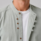 Kyoto — Men's Relaxed Band Collar Shirt – detail