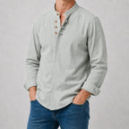 Kyoto — Men's Relaxed Band Collar Shirt – styled look