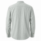 Kyoto — Men's Relaxed Band Collar Shirt – close-up