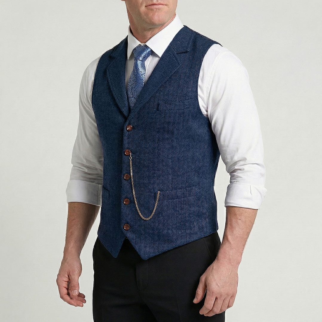 Lancaster — Men's Tailored Waistcoat – close-up