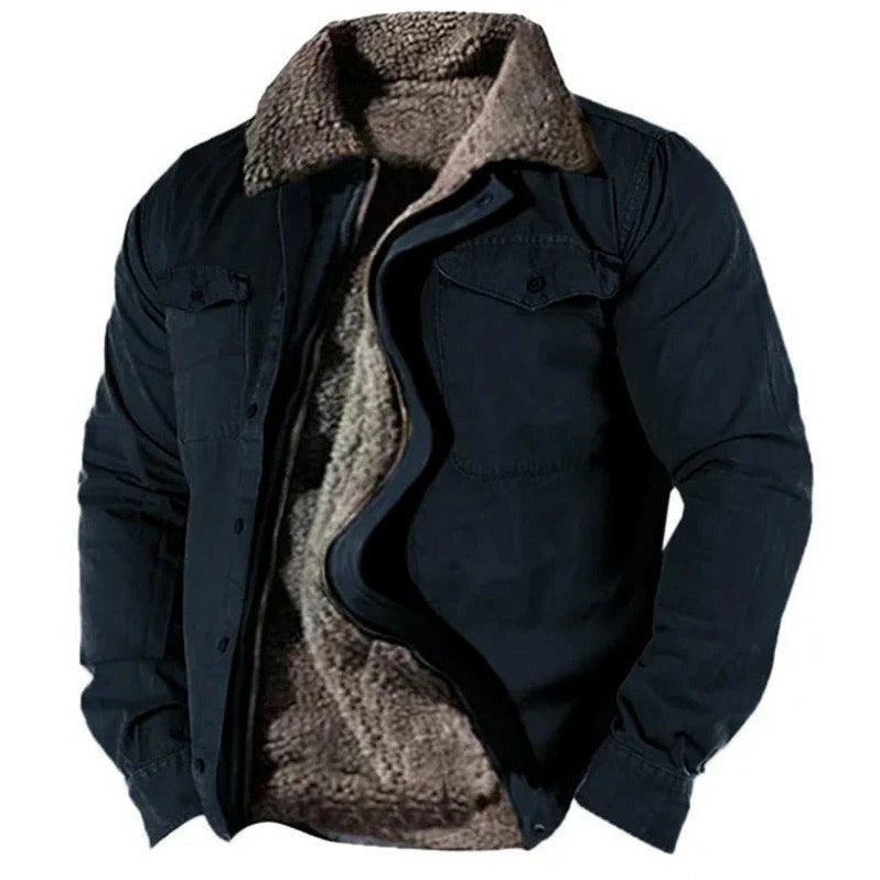 Logan Sherpa-Lined Jacket in Marine Blue