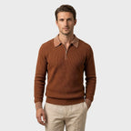 Lowell — Men's Waffle Knit Quarter-Zip Polo