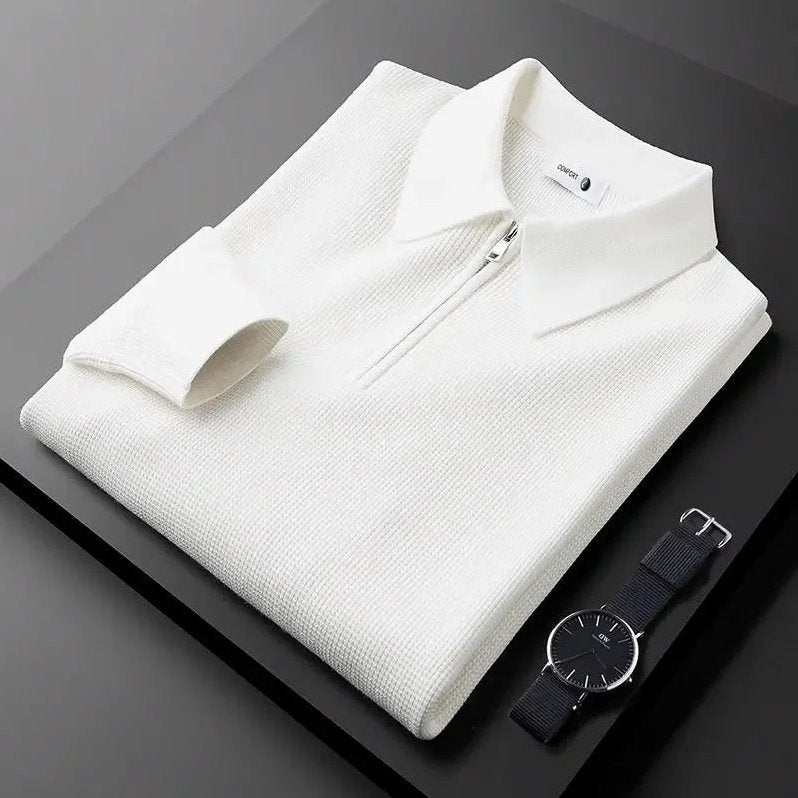 Lowell — Men's Waffle Knit Quarter-Zip Polo