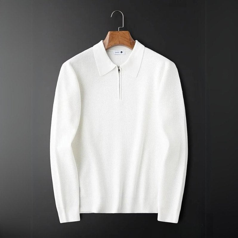 Lowell — Men's Waffle Knit Quarter-Zip Polo