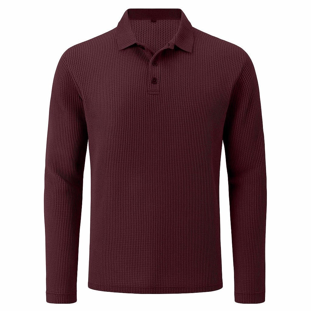 Lusso — Men's Long-Sleeve Comfort Polo – styled look