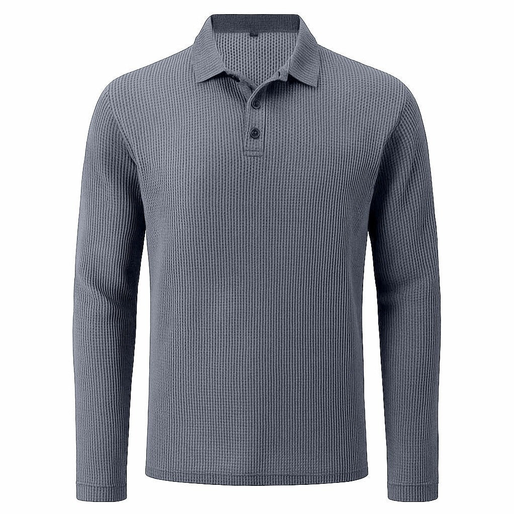 Lusso — Men's Long-Sleeve Comfort Polo – full view