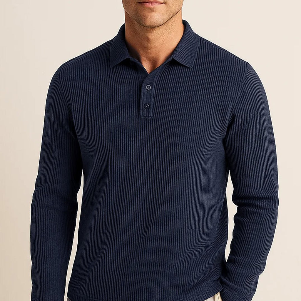 Lusso — Men's Long-Sleeve Comfort Polo – full view