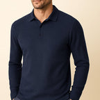 Lusso — Men's Long-Sleeve Comfort Polo – fabric detail