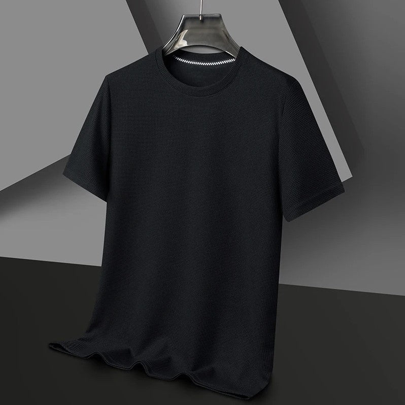 Menton Waffle Crew Tee in Espresso Black