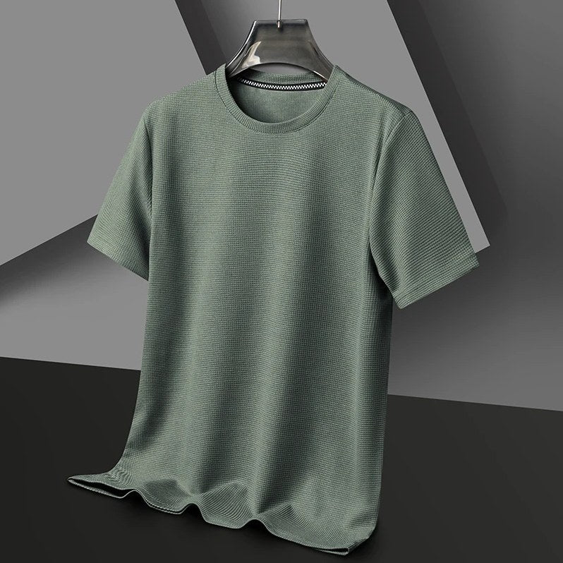 Menton Waffle Crew Tee in Sage Green
