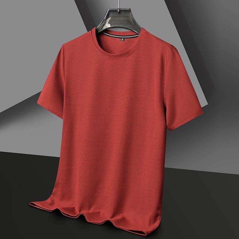Menton Waffle Crew Tee in Brick Red